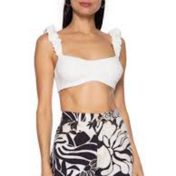 White Ruffle Crop Top - Picture 2 of 7